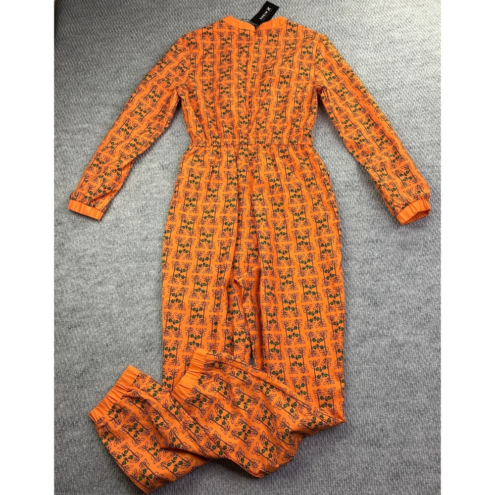 SHEIN X Womens S Orange Floral Jumpsuit Long Sleeve Jogger NWT Botanical - Picture 8 of 10